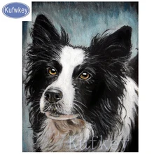 DIY фото на заказ изображение собаки из страз картины с отделкой из горного хрусталя и алмазов, вышивка бисером, вышитая бисером 5D украшение дома