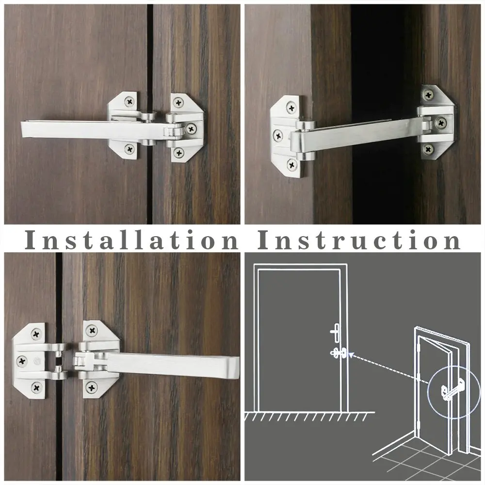 Bolt Stainless Steel Antirust Safety Door Security Antitheft Door Latch, Brushed Surface
