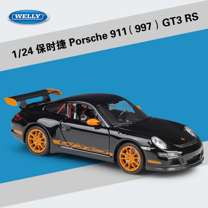 Welly литья под давлением 1:24 модель симулятора автомобиля сплав Porsche 911(997) GT3 RS спортивный автомобиль металлическая игрушка гоночный автомобиль для детей Коллекция подарков - Цвет: Black