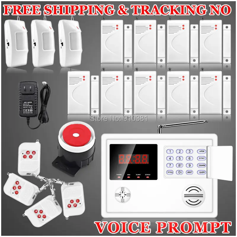 

120zones Wireless PTSN Home Security Burglar Voice PIR Alarm System Remote Control Set Arm/Disarm auto dialing