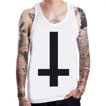 Перевёрнутый крест анти готический, панк-рок символ мужская майка для мальчика без рукавов Футболка Размер S-XXXL