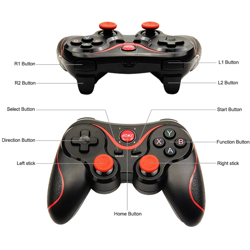 

Original T3 Wireless Bluetooth Gamepad Remote Control Joystick PC Game Controller for Smartphone/Tablet PK S3 Controller package