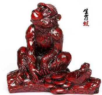 

AA-9 Resin Home Creative as Gift Zodiac A Monkey monkey Light red wooden ornaments imitation crafts twelve zodiac decorations