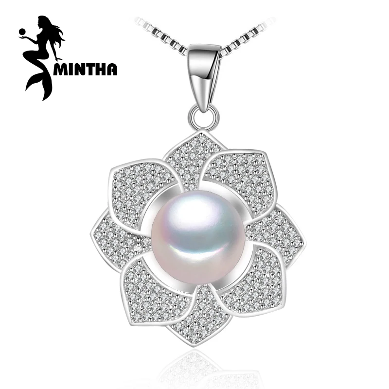 

MINTHA 2017 new brand Fine Jewelry natural stone pendant Freshwater Pearl charms Necklace S925 sterling silver jewelry Necklaces