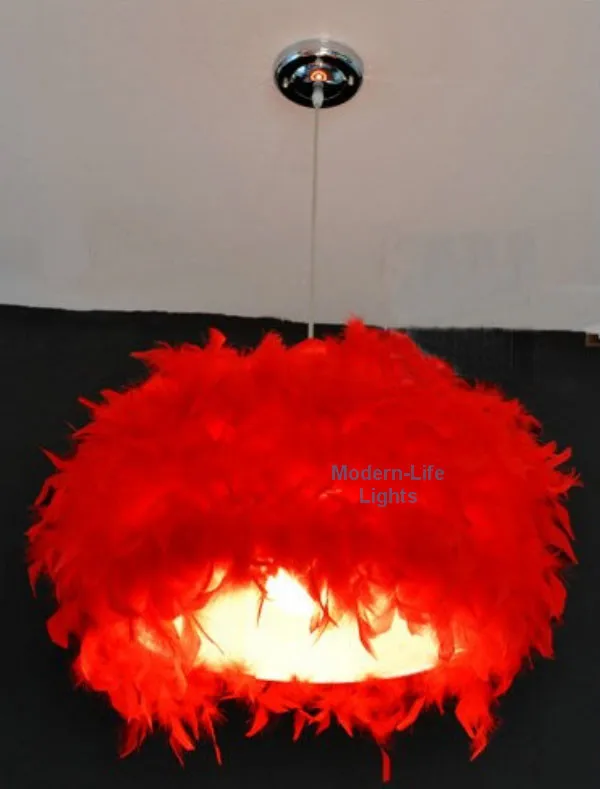 Compra lámparas de plumas negro online al por mayor de ... Lampara techo gris rojo