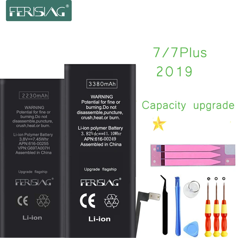 2230 мАч/3380 мАч зарядное устройство FERISING батареи для iPhone 7 P Plus 4 4G высокая емкость