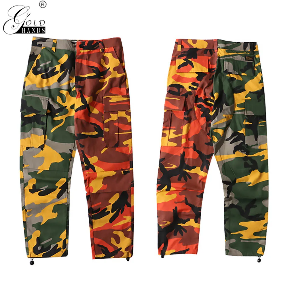 

Two-tone Camouflage Men women Pants Full Length Trousers Hip Hop Military Cargo Jogger Pockets cotton overalls Casual Streetwear