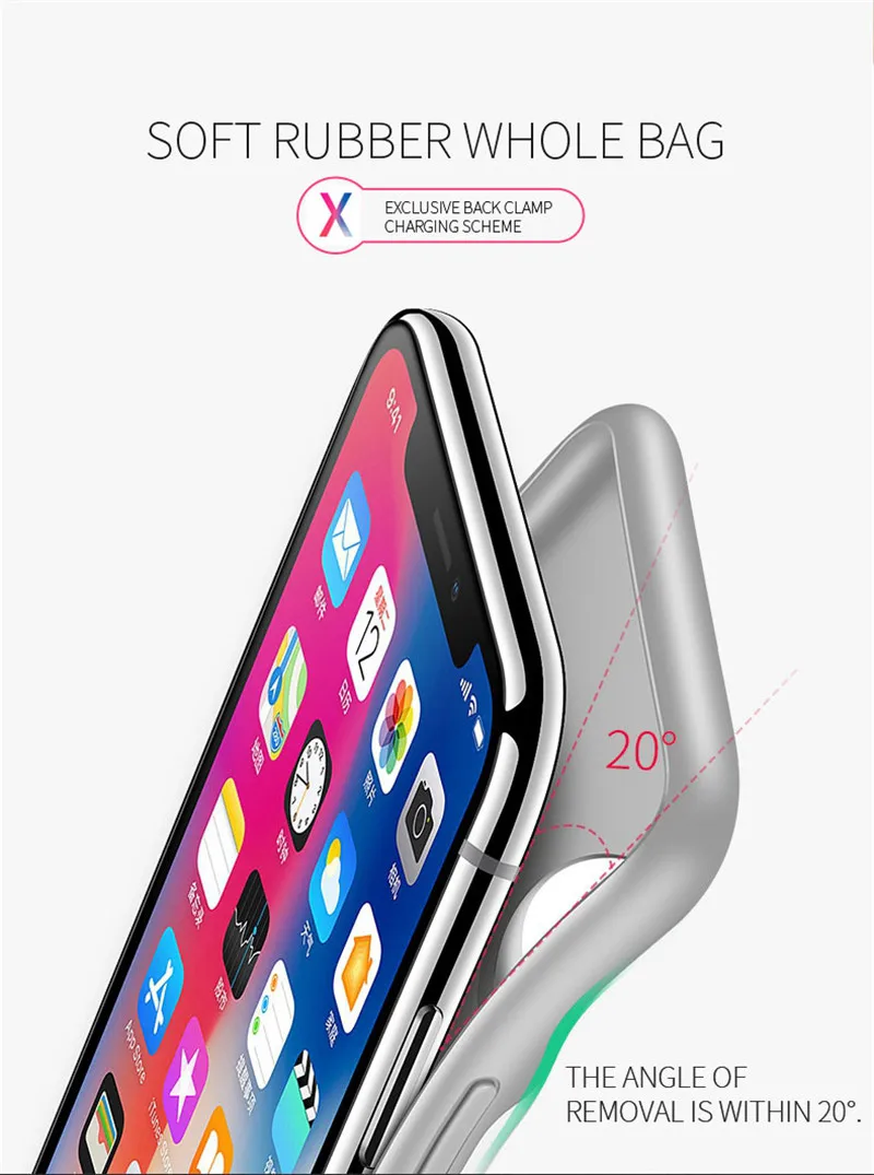 Тонкий силиконовый чехол с зарядным устройством для iPhone 7 8 Plus внешним