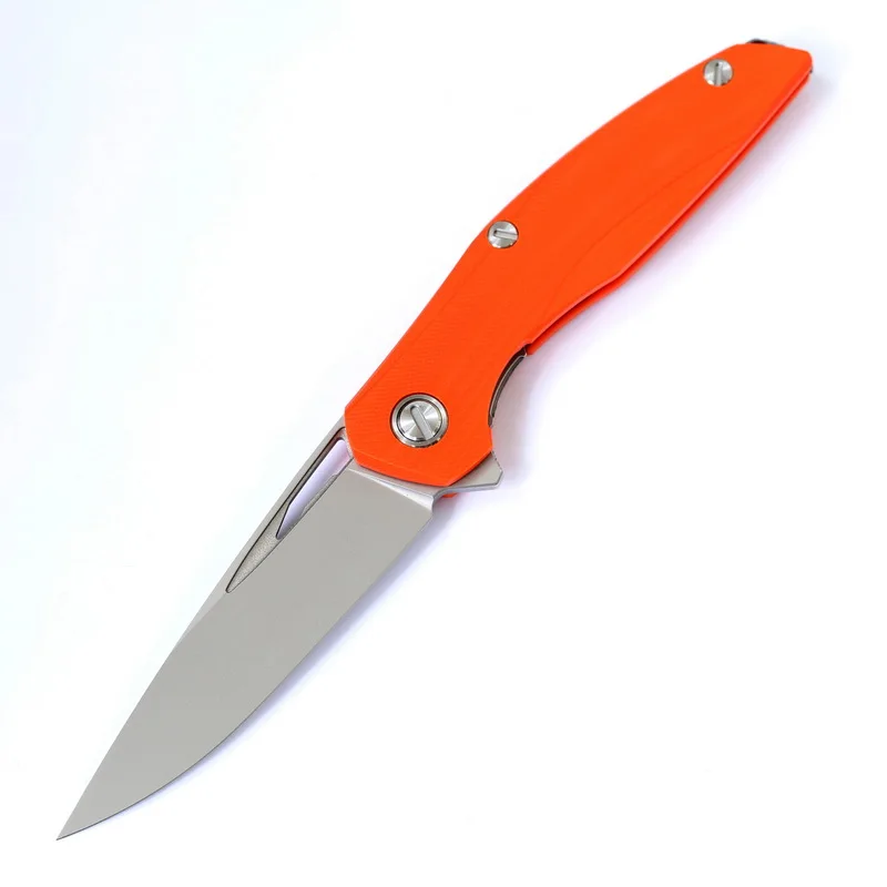GODFUR D2 Dlade Флиппер складной нож Титан+ G10 Ручка Открытый Отдых на природе Охота Инструменты для выживания с практичным карманом ножи для фруктов - Цвет: Orange handle A1