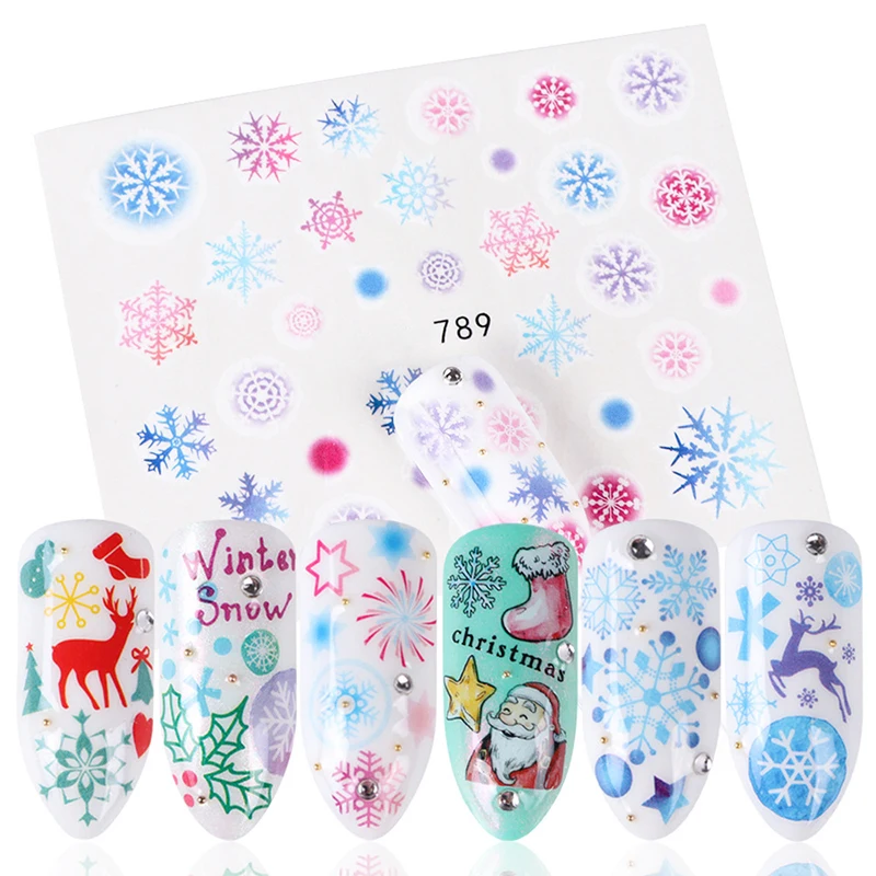 Mtssii 1Pc Christmas Series Water Decal Nail Art Sticker Snow Flake Santa Transfer Decals Manicure Decor Tips | Красота и здоровье