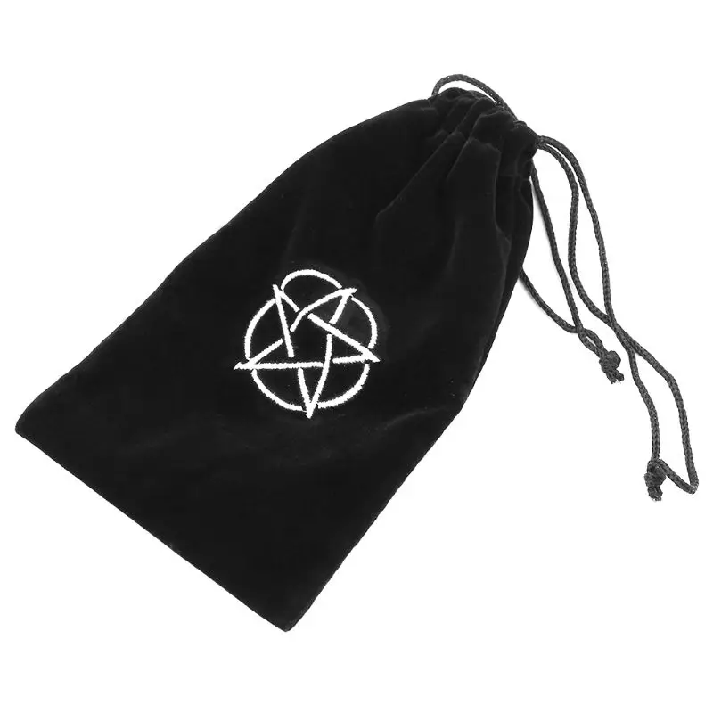 Бархатная сумка для хранения Таро с пентаграммой, черная цветная доска для игры, карточная вышивка, посылка на шнурке