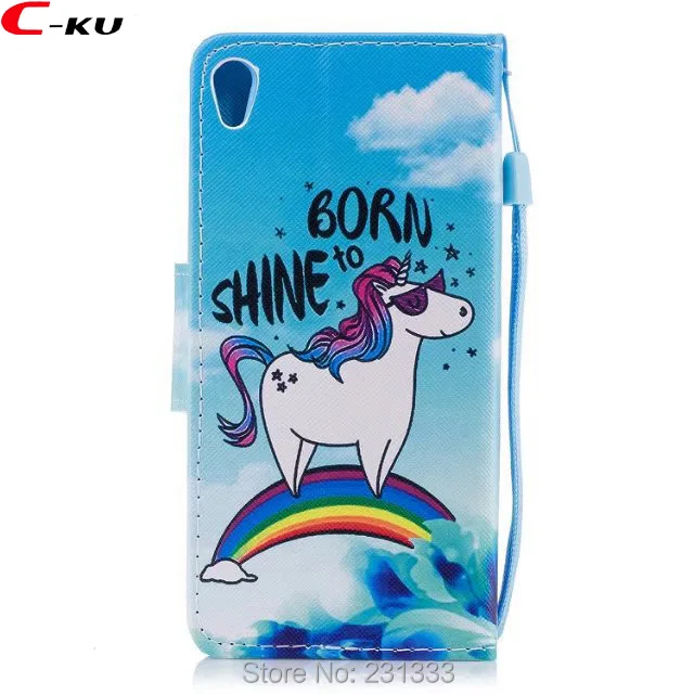 C-ku Cartoon Strap Wallet Leather Pouch Case For Huawei P8 LITE 2017 P9 P10 PLUS Honor 7X TPU Stand ID Card Flower Cover 100pcs | Мобильные