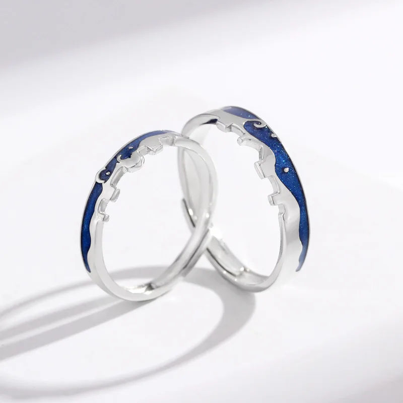 Qevila Fashion Rings Jewelry Original Design 925 Sterling Silver Rings for Women Couple Wedding Engagement Ring Men Women Gift (3)