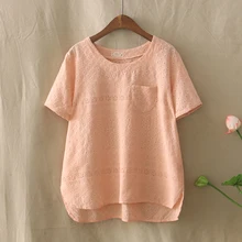 Летний Комфортный хлопковый льняной Топ Женская Повседневная футболка с короткими рукавами дышащие отверстие женские Нерегулярные безрукавки с карманами Femme