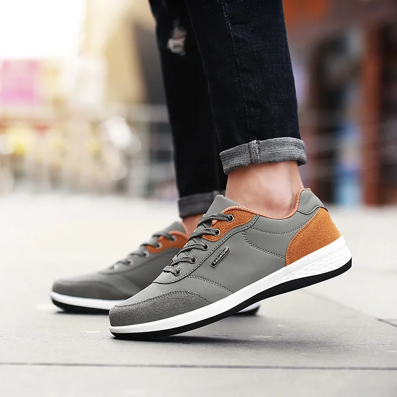 

Traano 2019 PU Leather Casual Shoes Men Sneakers Fashion Comfortable Male Footwear High Quality Solid Slip-On Shoes ZZ-012-1