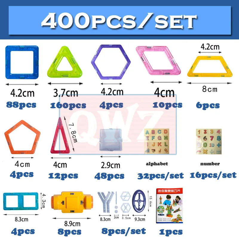 Goedkoop QWZ 400pcs Mini Magnetische Blokken Brinquedos Modellen Building Magnetische Designer Bricks Magnetische Speelgoed Educatief Kinderen Geschenken