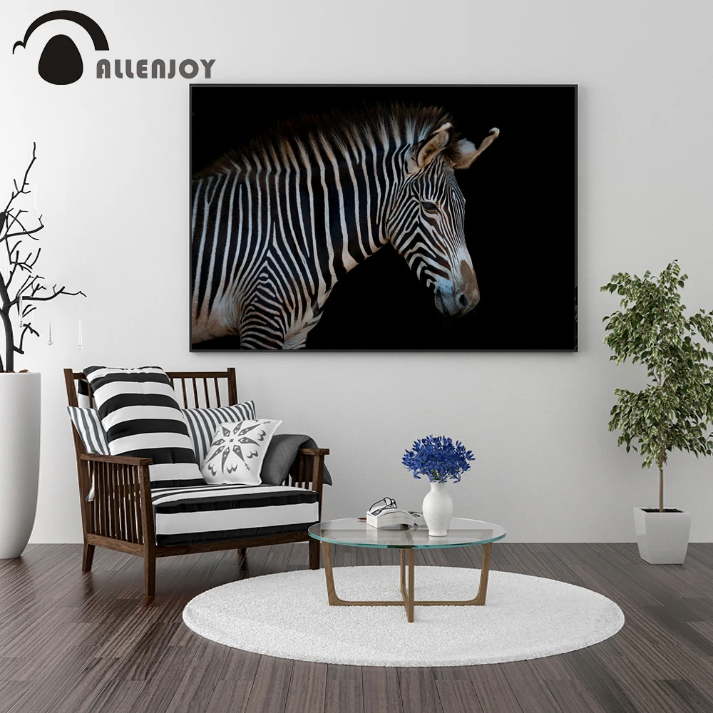 Allenjoy парусиновые картины с изображением животных Голова зебры черные фотографии
