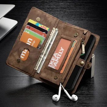

Multifunction Zipper Leather Wallet Magnetic Removable Back Case For iPhone Xs Max XR X 8 7 6s Plus Flip Cover Phone Case Bag