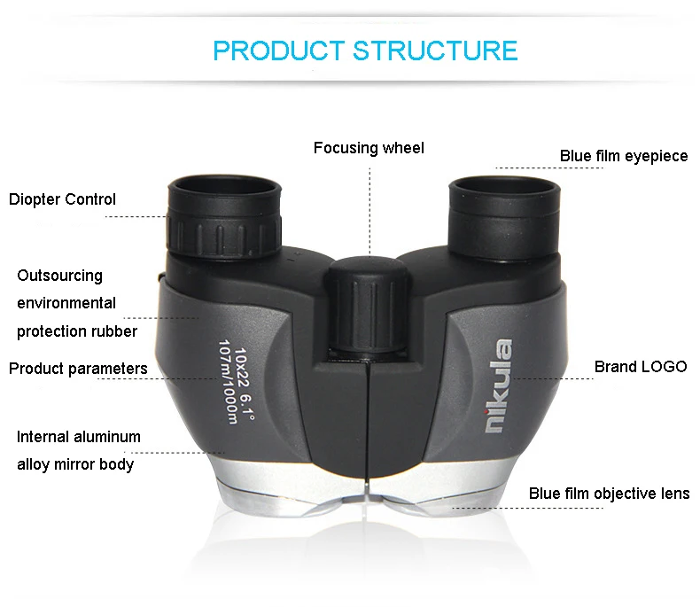 NIKULA 10x22 карманный мини монокуляр бинокль HD мощный BAK4 призма Водонепроницаемый Телескоп 1000 м дальний охотничий оптический прицел