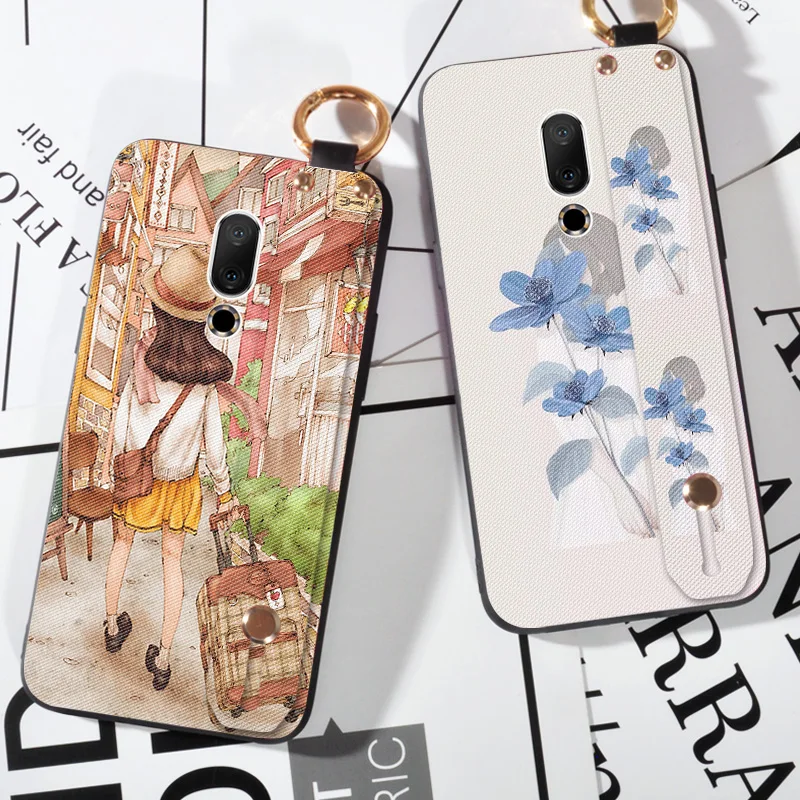 

Luxury Strap Case For Meizu V8 Pro X8 M8 Mote Pretty Flower Holder Case For Meizu 15 16 th Plus 16X M15 15 Lite Back Cover