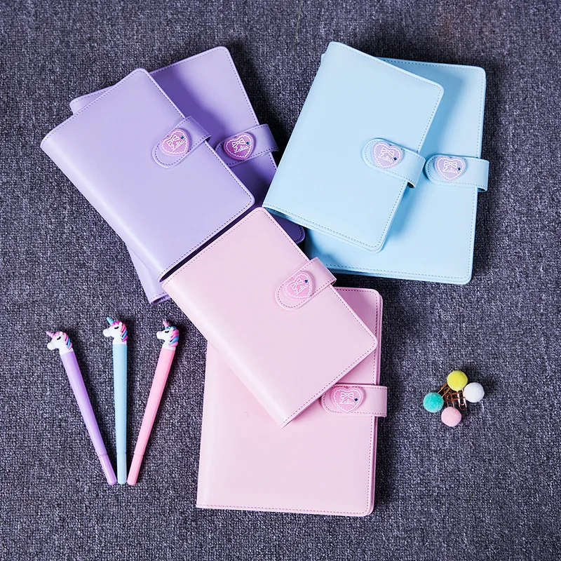 

Harphia Creative Macaron Notebook loose-leaf planner with heart button A5 A6 size