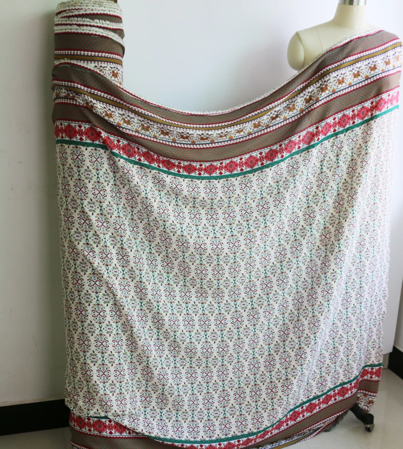 Индийский цветочный хлопок, креп, ткань, мягкая вискозная ткань для платья tissu 100 см* 150 см