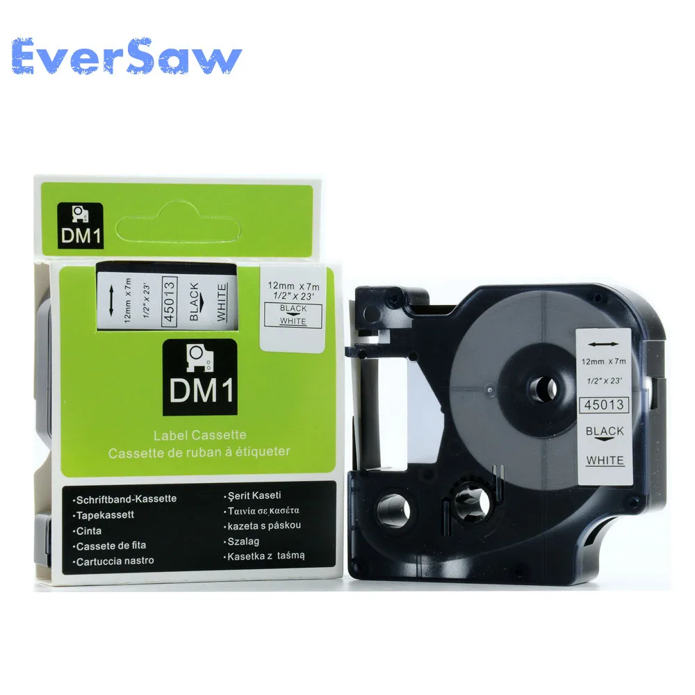 5PK dymo label maker dymo label tape 45013 black on white 12mm*7M for