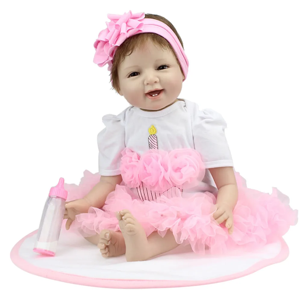 

Realistic Reborn Baby Doll Soft Silicone Stuffed Lifelike Toddler Baby Doll Artificial Kids 22 Inch Vinyl Silicone Lifelike Toy