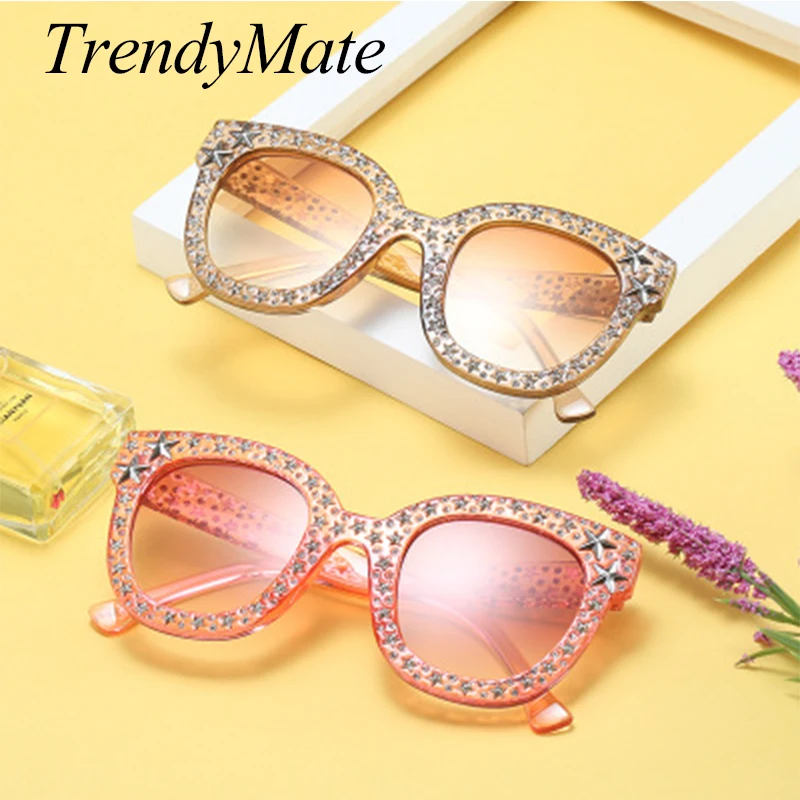 TrendyMate 2018 женские крупные солнцезащитные очки с дизайнерским узором в виде звезд