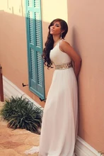Schulter prom kleider 2016 vestidos para formatura weiß chiffon-eine line bodenlangen abend dress mit kristallen