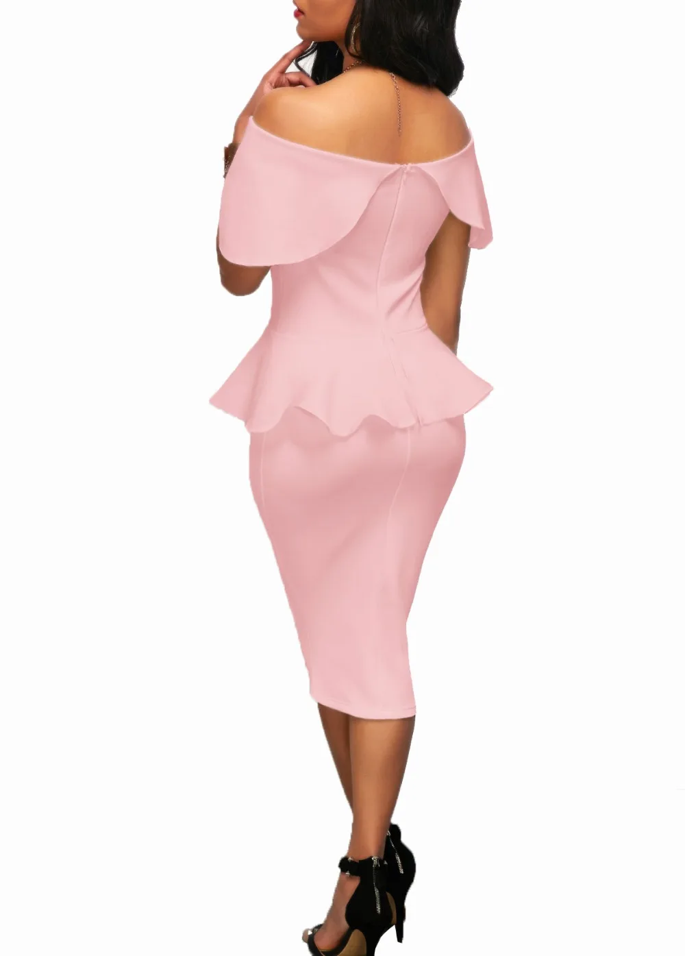 Gladiolus 2018 Summer Slash Neck Off The Shoulder Knee-Length Bodycon Ruffles Office Lady Dress Elegant Party Dresses vestidos  (29)