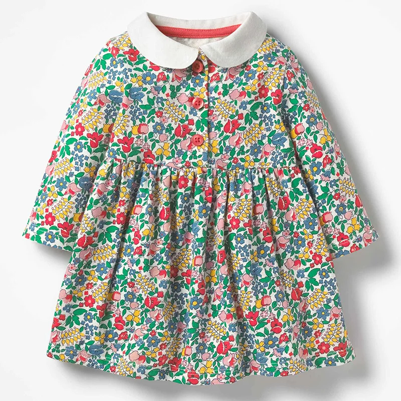 Little maven/нарядное осеннее платье для маленьких девочек от 2 до 7 лет, новое красивое платье принцессы с длинными рукавами и цветочным принтом для девочек