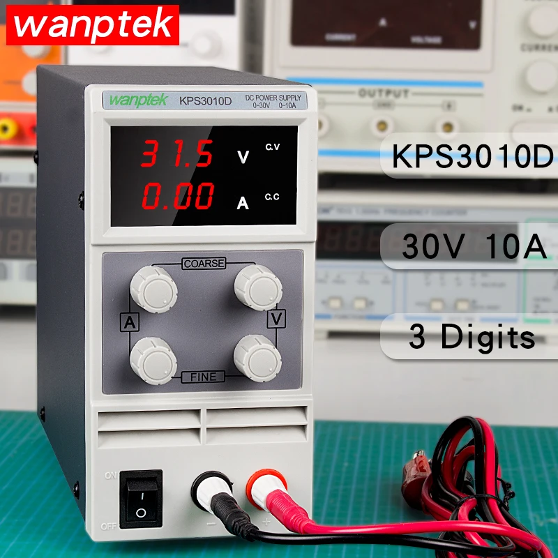 

Adjustable 30V 10A Mini Switch DC Power Supply 3 digits LED Digital display KPS3010D Power Source High Quality Easier to Use