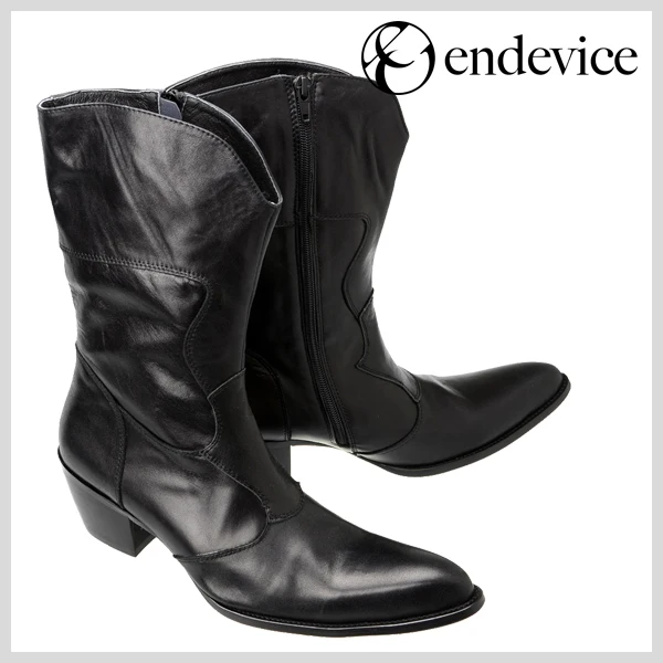 Мужские сапоги до колена ручной работы на высоком каблуке ковбойские черные