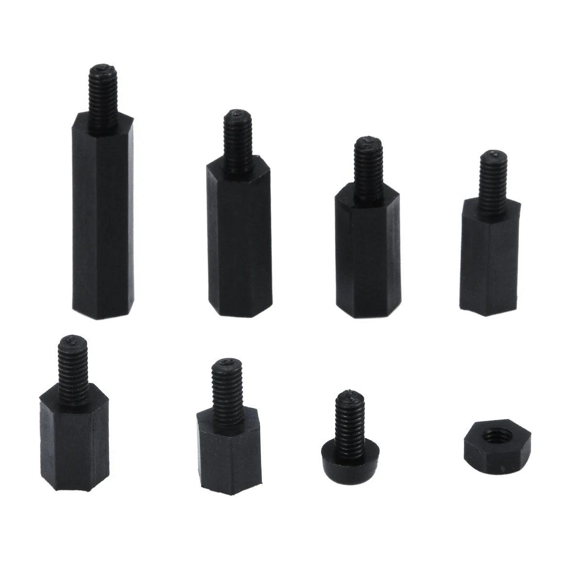180Pcs New M3 Thread Hex Spacers Male - Female Screw Black Nylon Screws Nut Stand-off Replacement Kit With Plastic Box
