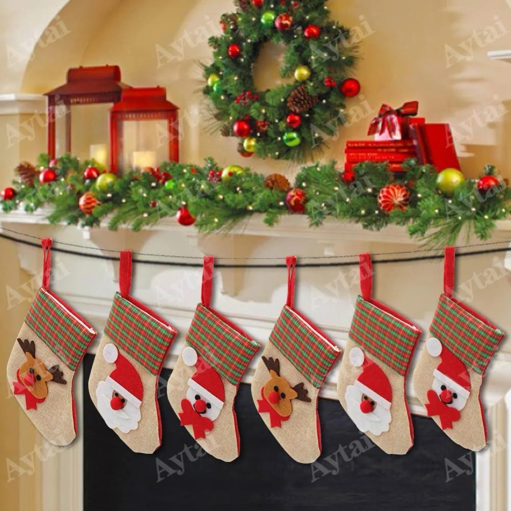 3 шт Мини Санта Клаус Рождественский Чулок 16*9 см носок Рождественская елка висячий орнамент Подарочный мешок Рождественское украшение для дома