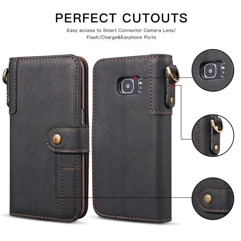 Wekays для Coque Samsung Galaxy S7 Edge чехол Роскошный Черный Бизнес кожа флип Fundas случае СПС Samsung S7 край крышки чехол S7