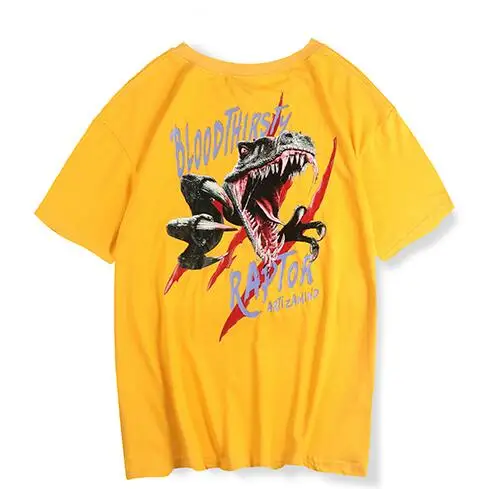 

yizlo summer men t shirt 3D Dinosaur loose hip hop kanye west t-shirt streetwear casual men tshirts