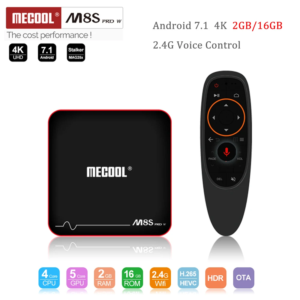 

MECOOL M8S PRO W 2.4G Voice Control Android 7.1 Tv Box 2GB 16GB Amlogic S905W Smart Tv Box 4K MPEG-4 Media Player PK H96 PRO