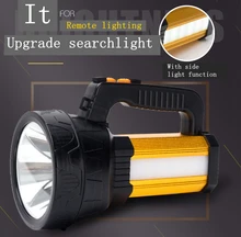 2018 New 120W Portable light rechargeable led spotlights camping lantern searchlight hand held spotlight lamp with side light