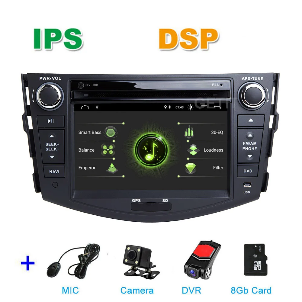 DSP IPS Android 10 Car DVD Multimedia Stereo Player for Toyota RAV 4 RAV4 2006- 2012 with Wifi BT Radio GPS - Цвет: DSP-MIC-CAM-DVR-SD
