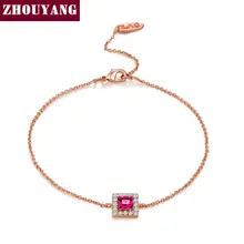 ZHOUYANG одежда высшего качества простой квадратный розовое золото цвет браслет подлинные австрийские кристаллы ZYH221 ZYH222