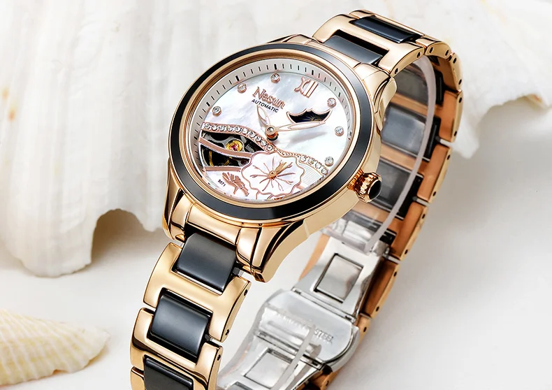Швейцария Nesun полые Tourbillon Для женщин часы Роскошные Брендовые Часы Самовзводные наручные водостойкие женские часы N9071-1