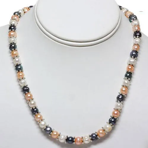New Arriver Real Pearl Jewellery Set,Multicolor Genuine 8-9mm Freshwater Pearl Necklace Bracelet Earrings Tibet Silver Jewelry