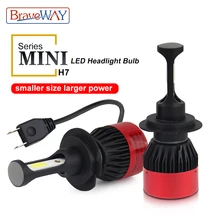 BraveWay Led H7 мини лампы Малый Размеры автомобиля лампы Светодиодные H4 H7 H11 9005/HB3 9006/HB4 светодиодные лампы 12 V 8000LM 6500 K