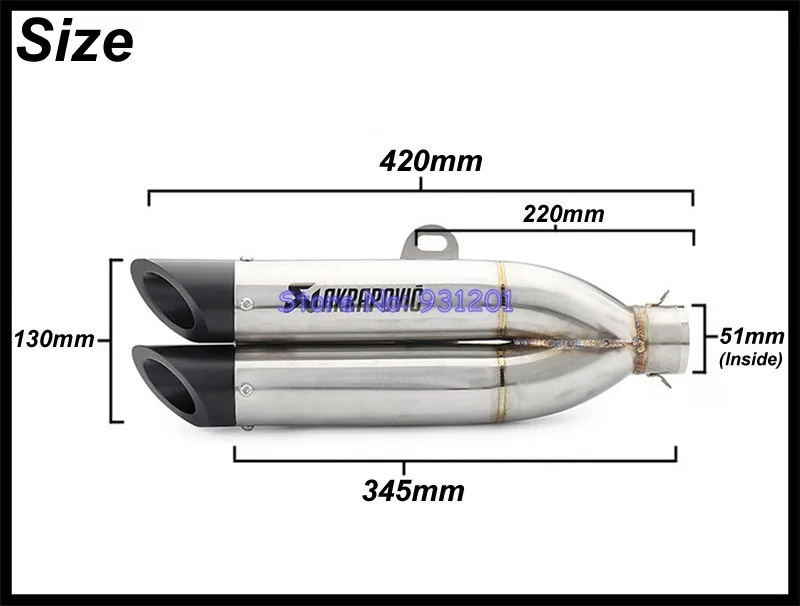 Id: 51 мм Мотоцикл выхлопная труба akrapovic двойной глушитель выхлопной трубы Escape универсальный для R1 R15 R25 R3 R6 FZ1N FZ6N FZ07 FZ09 и т. д