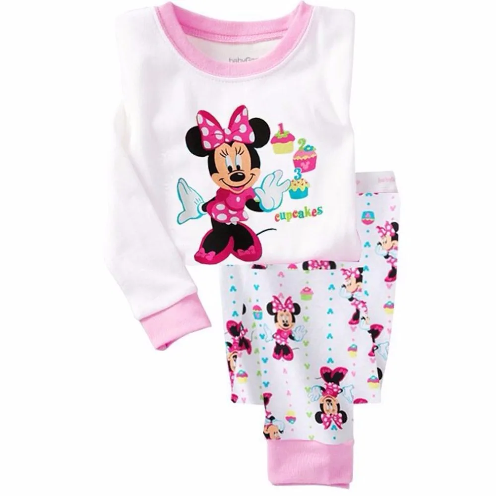 Пижамные комплекты для маленьких мальчиков детские пижамы, комплект одежды для маленьких девочек, костюм для сна с рисунком Микки Мауса Детский комплект из 2 предметов: футболка с длинными рукавами+ штаны
