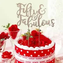 С золотым блеском 50 Сказочный торт Топпер вывеска 40th дня рождения, свадьбы, годовщины вечерние украшения поставки