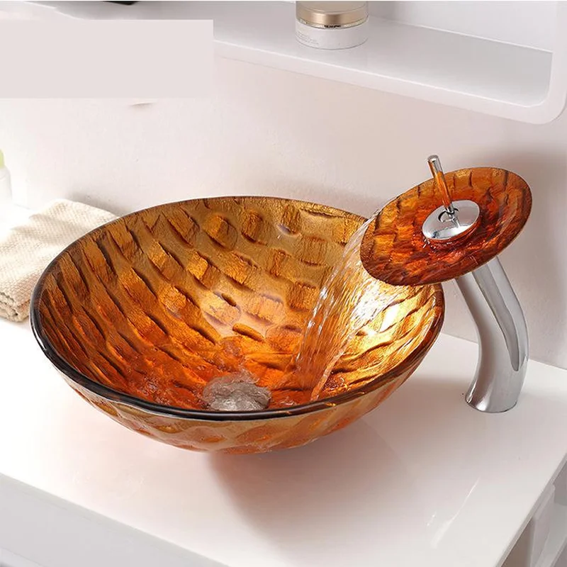 Tempered Glass Washbasin Bathroom Basin Circular Washbasin Sanitary