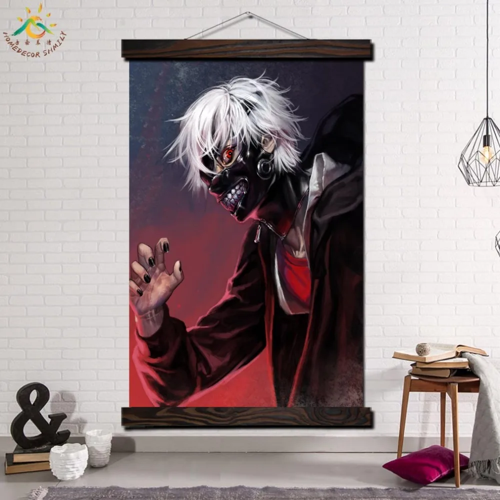 

okyo Ghoul Anime Single Modern Wall Art Print Pop Art Picture And Poster Frame Hanging Scroll Canvas Painting Home Decor